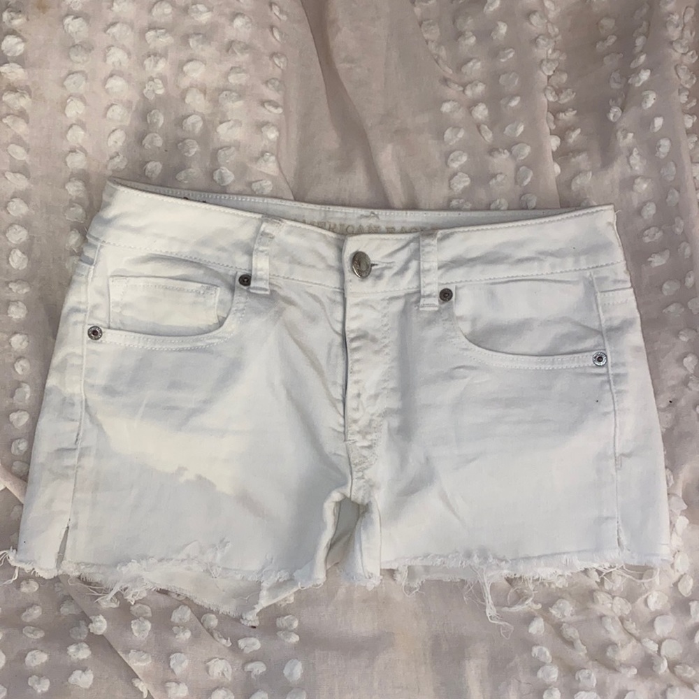 American Eagle White Stretch Jean Shorts